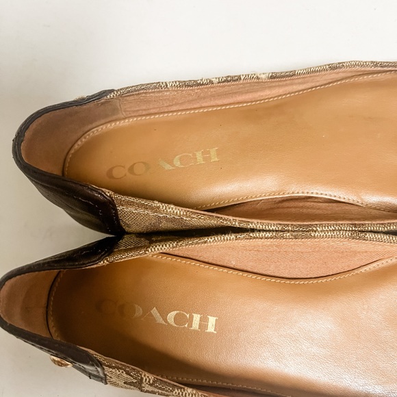 Coach Brown Classic Logo Print Chelsea Ballet Flat Size 8.5B - Picture 5 of 6